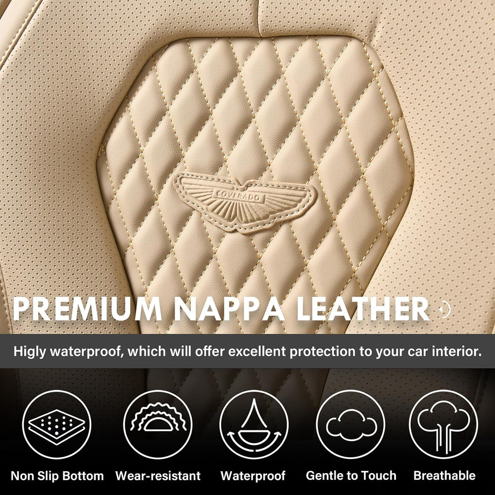 Coverado Automotive Seat Covers, Car Seat Covers Full Set, Beige Car Seat Cov...