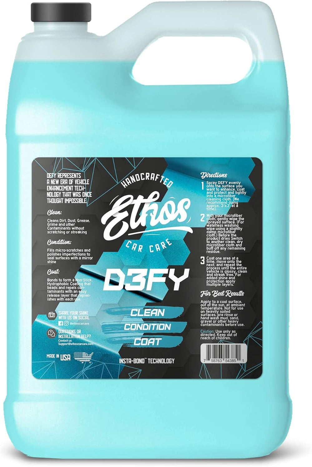 Ethos Defy - 3 in 1 Ceramic Coating - Waterless Car Wash Spray & Wax - Ca...
