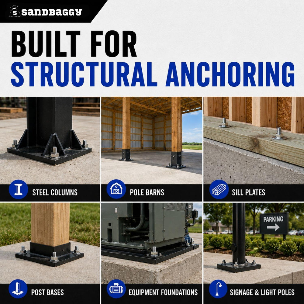 Sandbaggy 5/8" x 14" Threaded Concrete Anchor L-Bolts (Nuts & W...