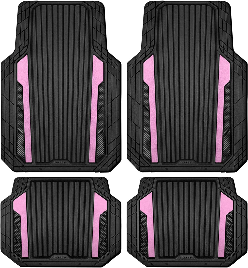 CAR PASS Heavy Duty Rubber Car Mats Metallic, Aluminum Film Cute All Weather ...