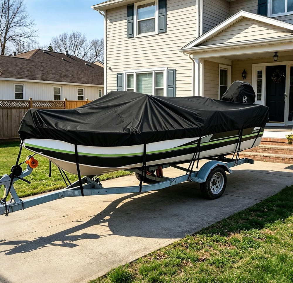 1300D Boat Cover - Heavy Duty Waterproof Boat Covers and Motor Cover, Double ...