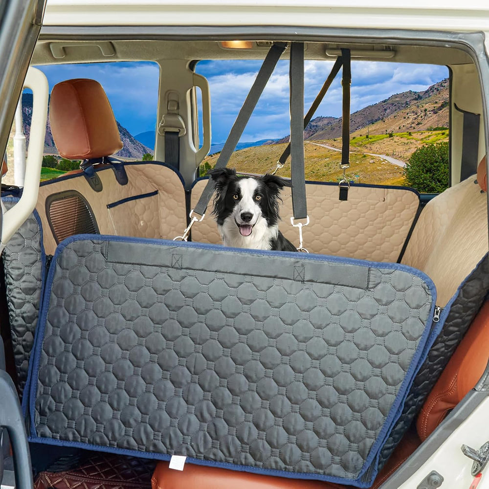 Hard Bottom Dog Car Seat Cover, PU Leather Back Seat Extender for Dogs