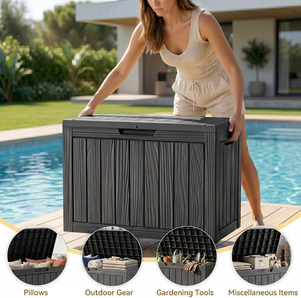 60 Gallon Outdoor Storage Box, Waterproof Deck Box, Black