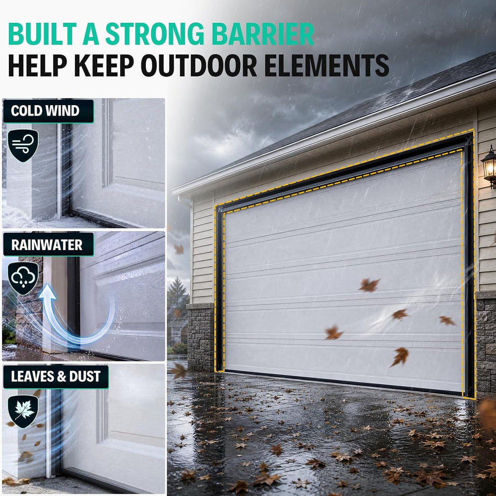 Garage Door Seal Top and Sides - 36FT TPE Garage Door Weather Stripping Kit, ...