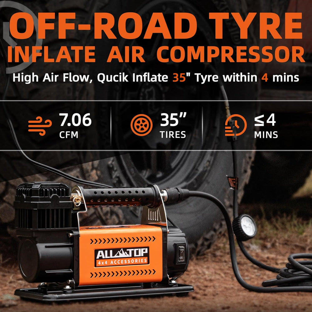 ALL-TOP Air Compressor Kit, 12V Portable Inflator 7.06CFM, Offroad Air Compre...