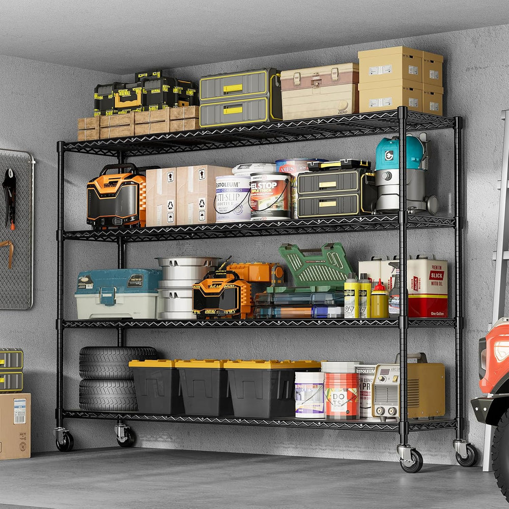 60'' W Heavy Duty Shelving with Wheels, Adjustable Storage Rack