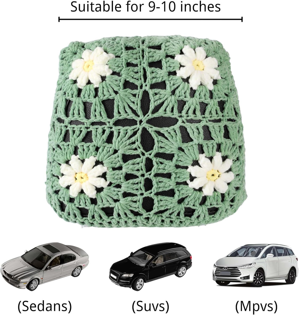 Crochet Seat Headrest Cover, Car Seat Pillow Protector, Cute Daisy Car Access...