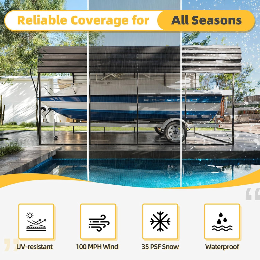 EROMMY 14x20x13 FT RV Metal Carport, Heavy Duty Galvanized Steel Roof Shelter...