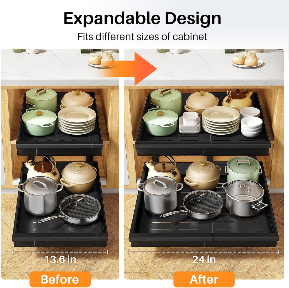 Pull out Cabinet Organizer, 2-Pack Expandable(13.6"-24") Silde out ...