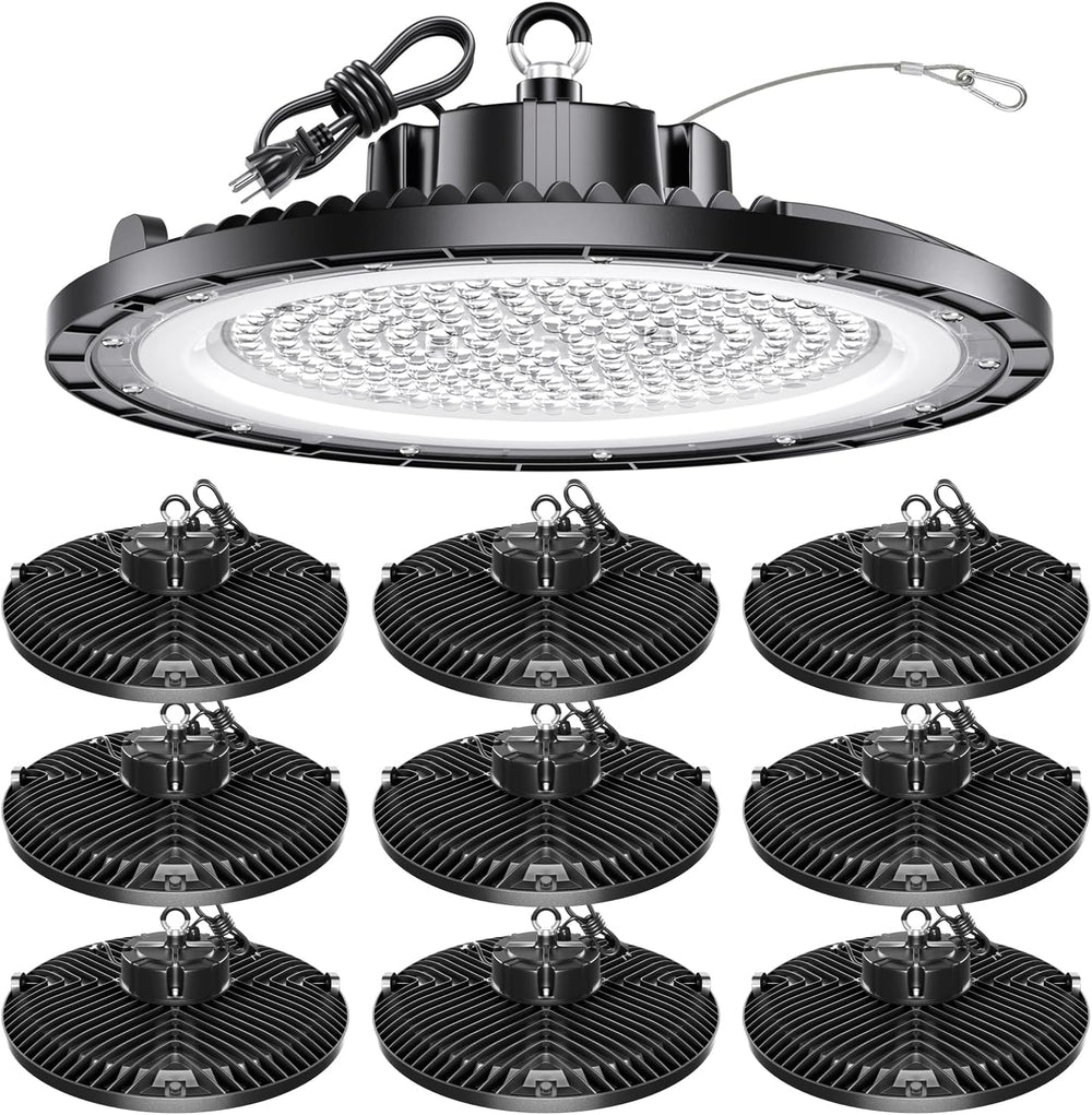 UFO High Bay Light 200W 5000K 30000LM 150LM/W 10 Pack (Eqv.800W MH/HPS)
