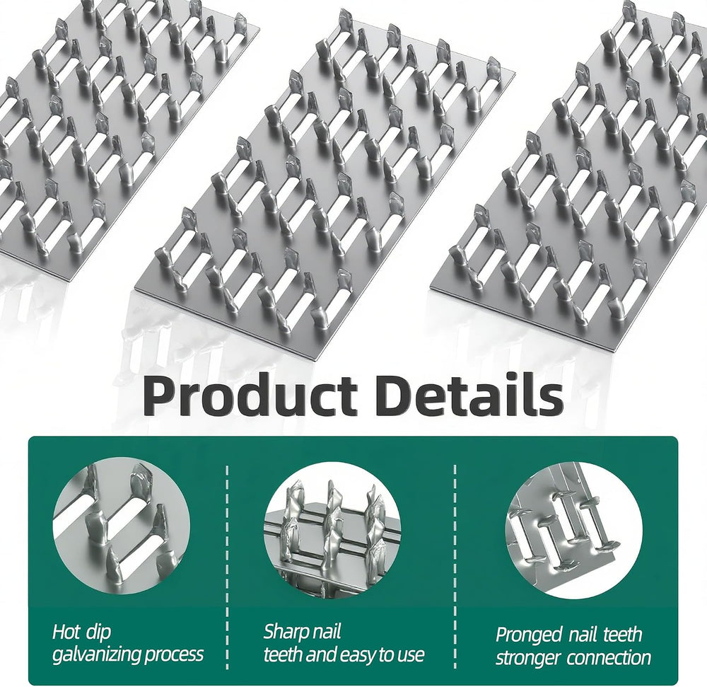 100 Pack 4"x2" Pronged Truss Plates with 8mm Nail Teeth