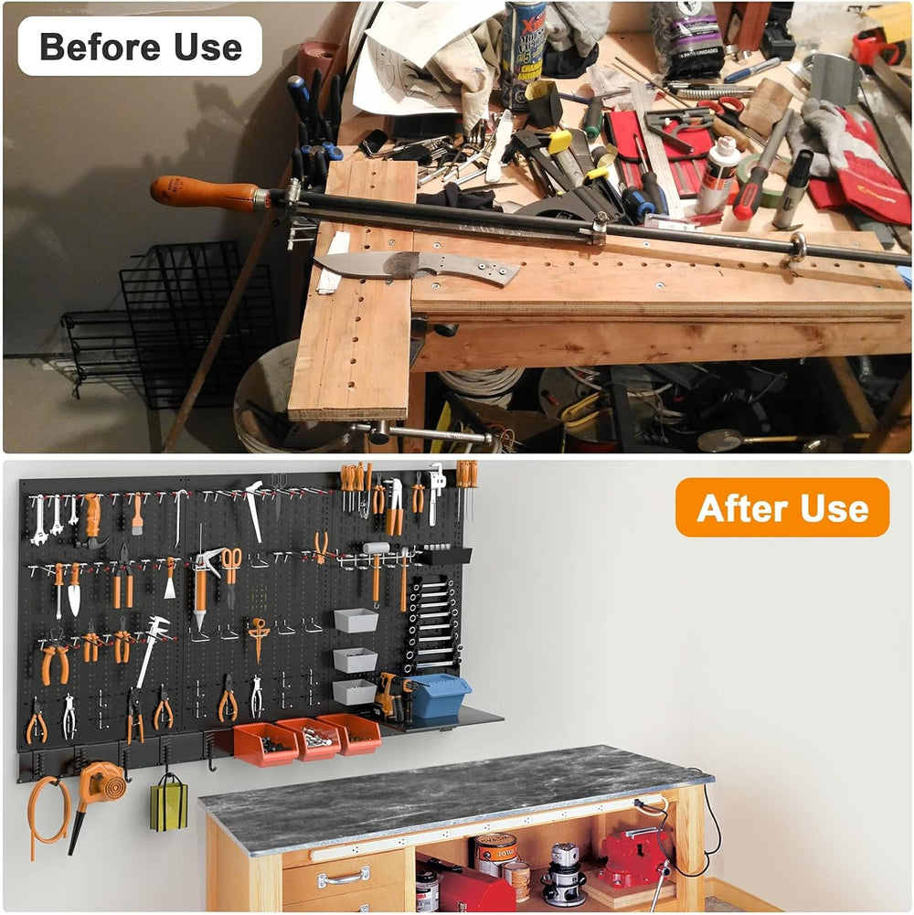TORACK Metal Pegboard Wall Organizer System 24x48 in, 109 PCS Pegboard Kit