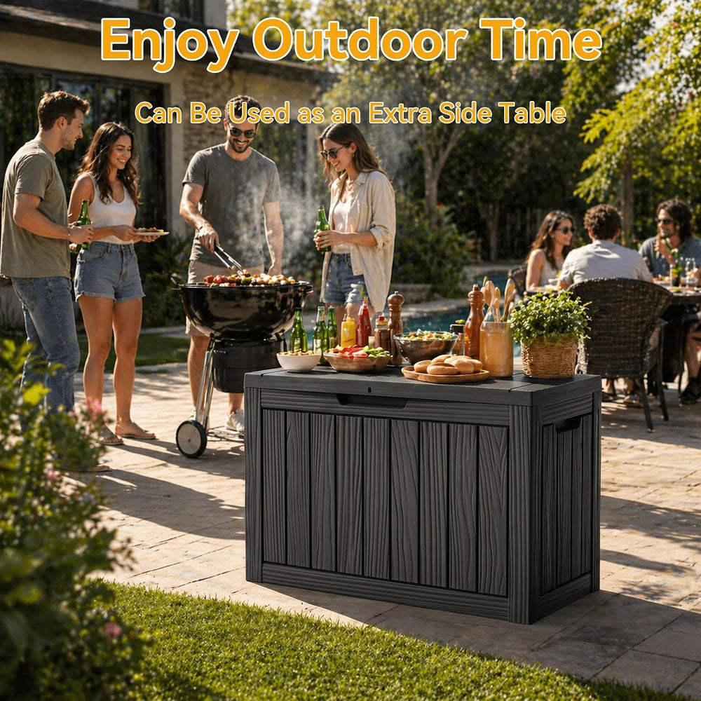 60 Gallon Outdoor Storage Box, Waterproof Deck Box, Black