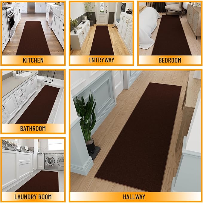 Ottomanson Hallway Runner Rug 2'7" x 9'10" Non Slip Solid A...
