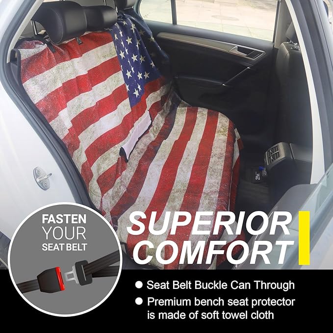 Back Seat Cover for Car Trucks Van SUV, Waterproof Rear Bench Towel Seat Covers