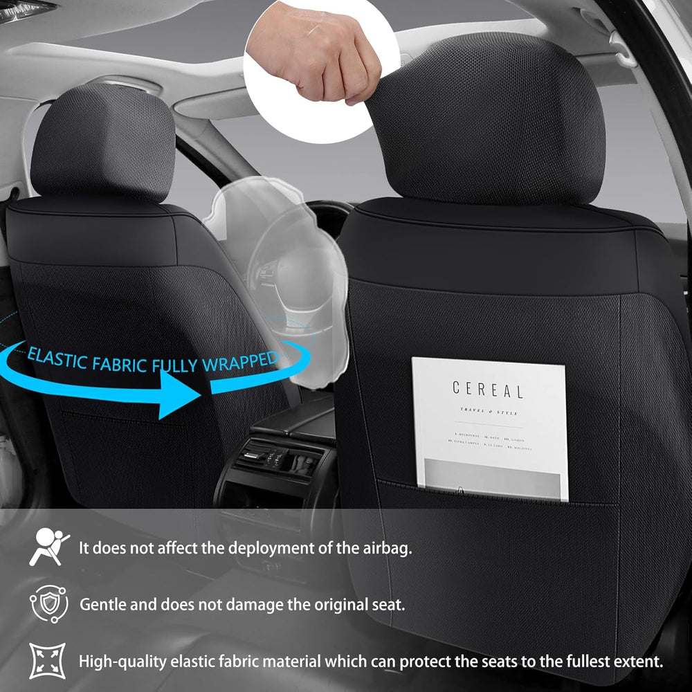 Black Faux Leather 5-Seat Car Seat Covers Full Set