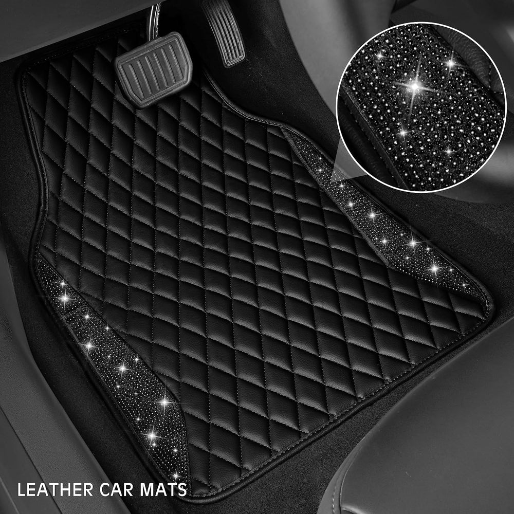 CAR PASS Bling Leather Car Mats Shining Diamond Floor Mats Sparkly Glitter Cr...