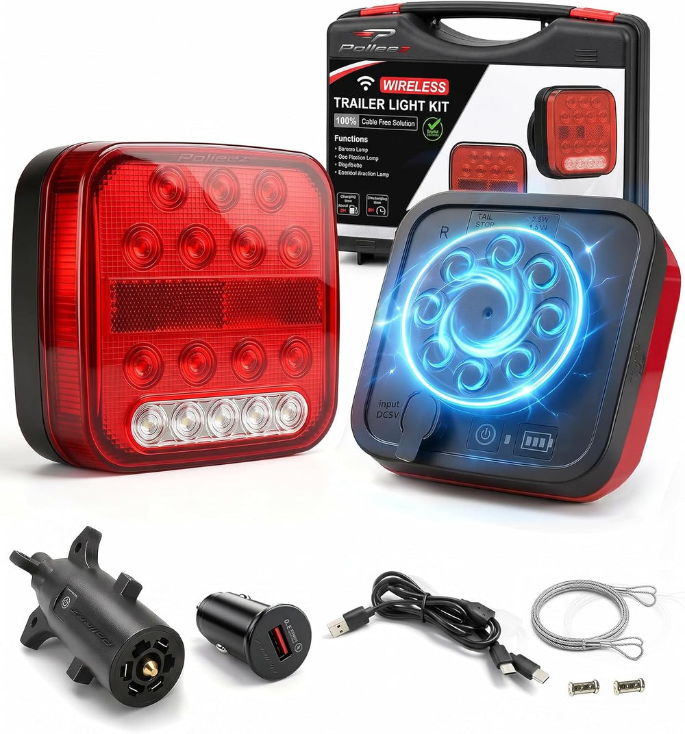 Wireless Trailer Lights, Rechargeable Magnetic Tow Lights Kit for Trucks