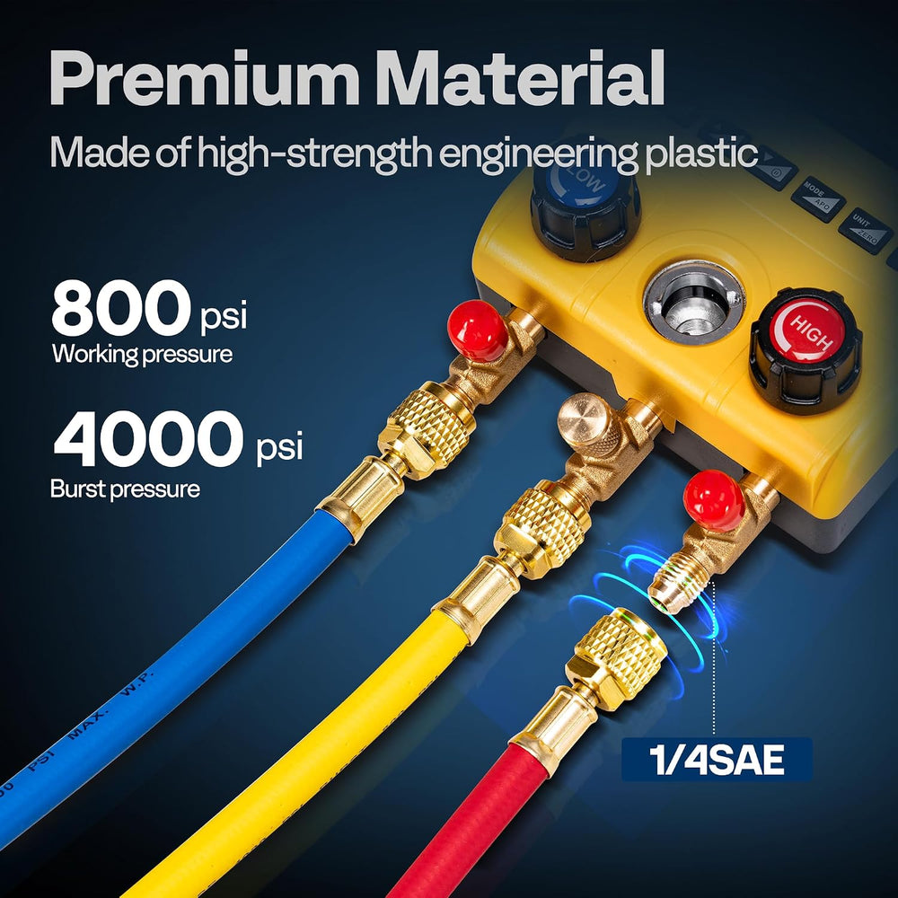 VIVOHOME Digital HVAC Manifold Gauges with 2 Wired Temperature Clamp Probes