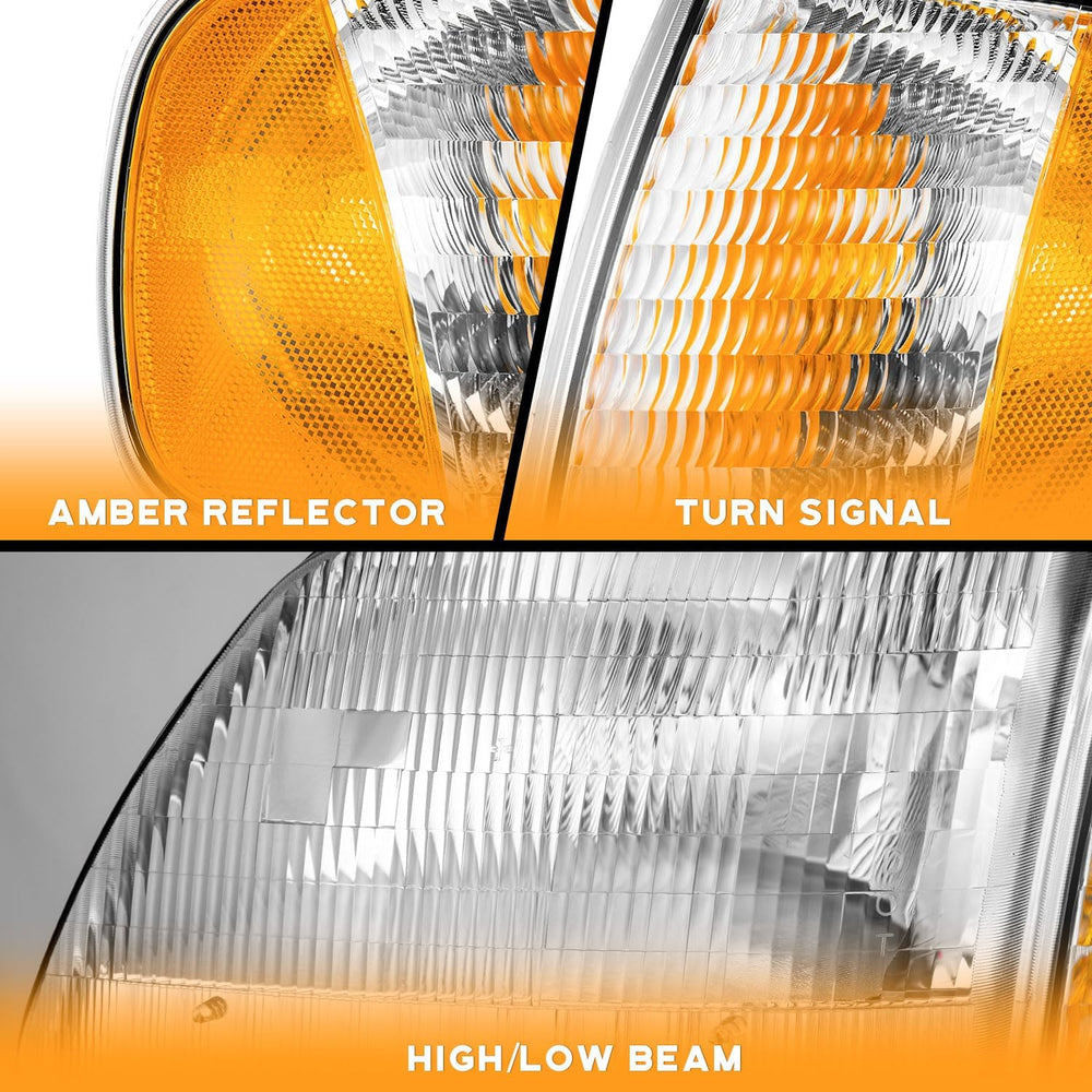 WEELMOTO Headlights Assembly for 1997-2003 F150 / 1997-2002 Ford Expedition /...