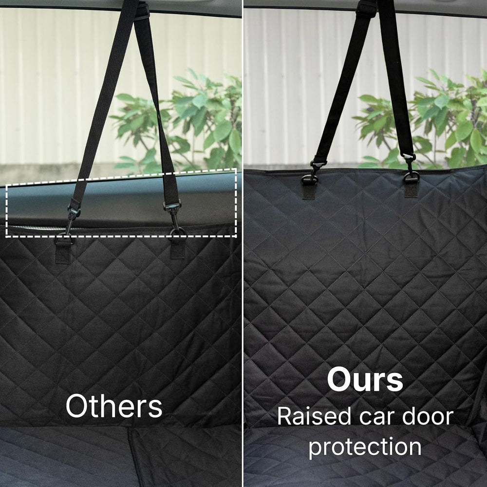 Waterproof Dog Car Hammock for Back Seat with Door Protection, Black