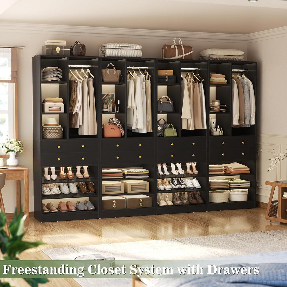 Besiost Closet System, 111"/9.3 FT Closet Organizer System with 8 Drawer...