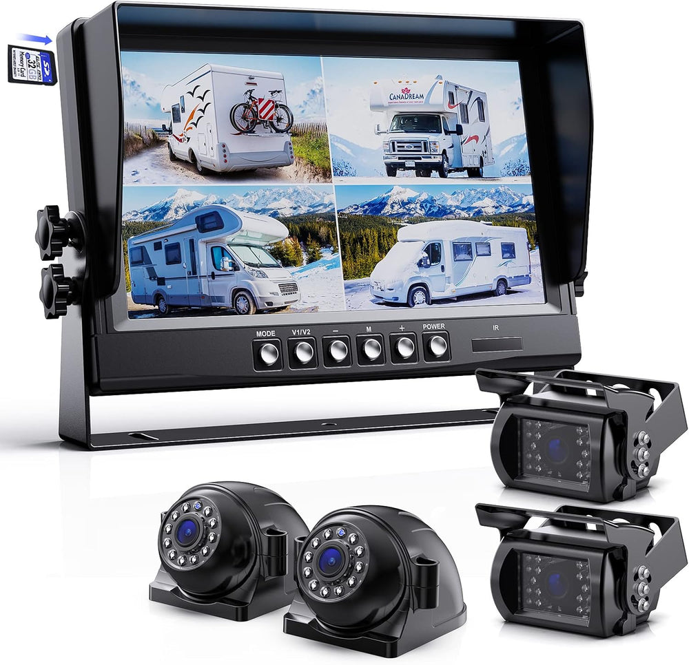 1080P Wired Backup Camera System Kit,9" HD DVR Monitor
