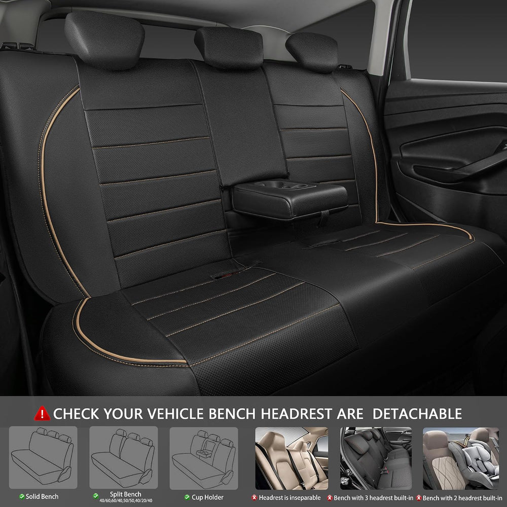 CAR PASS Universal FIT Piping Leather Car Seat Cover, for suvs,Van,Trucks,Air...