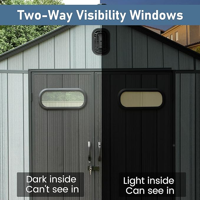 Domi 6x6 FT Outdoor Resin Storage Shed, All-Weather Double-Wall Storage Building