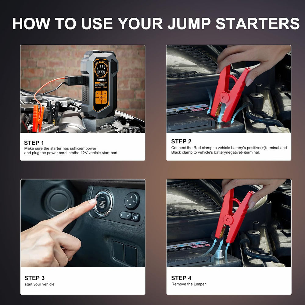 6000A Car Battery Jump Starter with Air Compressor 150PSI Tire Inflator