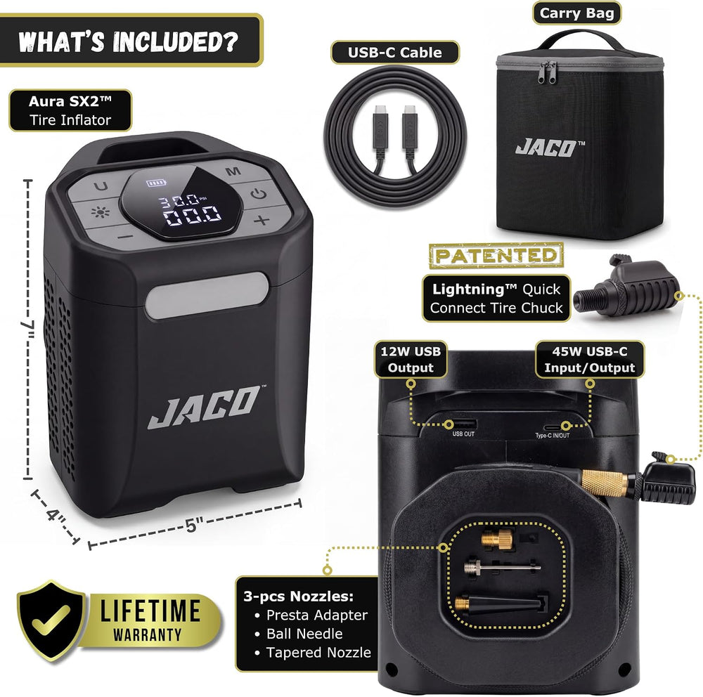 JACO Aura SX2 Cordless Tire Inflator Portable Air Compressor Car Air Pump