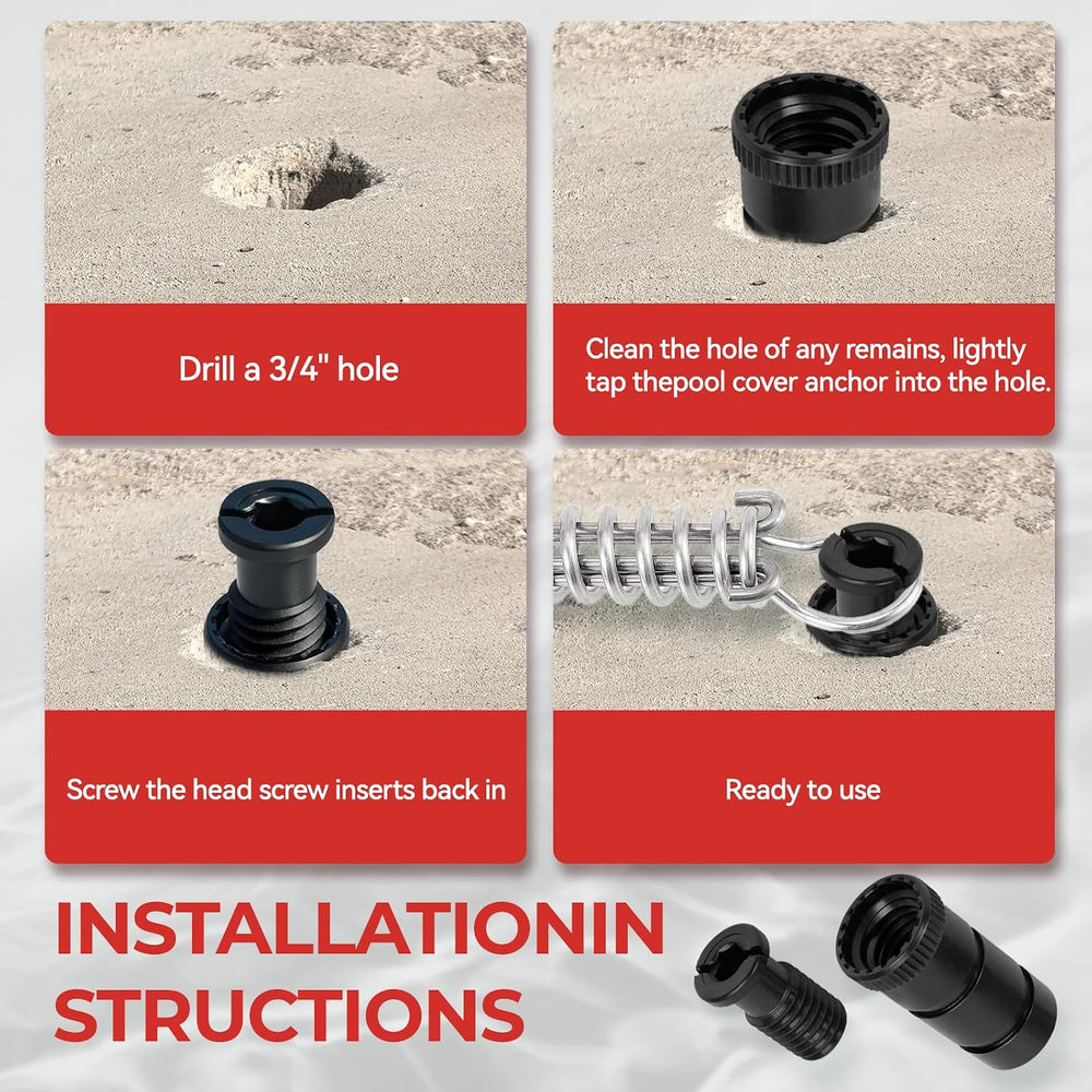 24-Pack Upgraded Pool Cover Anchors with Head Bolts & Aluminum Tamping To...