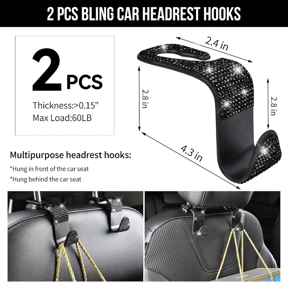 CAR PASS 30 PCS Bling Diamond Car Accessories Set for Women, Bling Steering W...