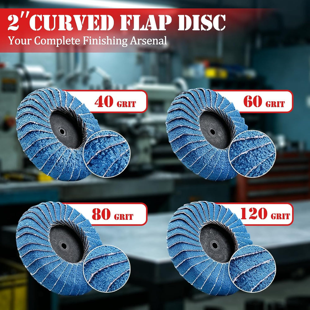 24PCS Mixed Curved Flap Disc, 2 Inch 40/60/80/120 Grit for Metal Polishing