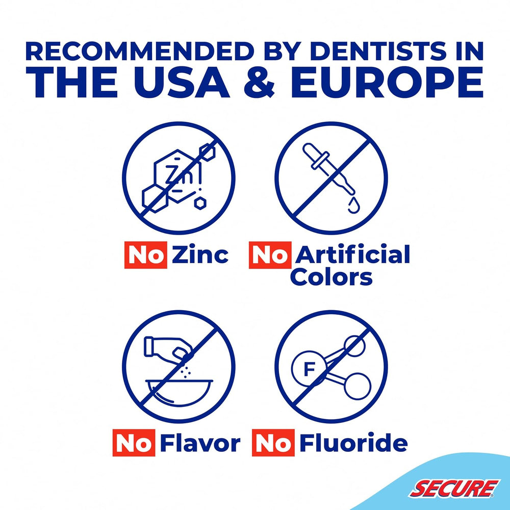 Secure Denture Adhesive Cream, Zinc Free Denture Glue, 1.4 oz, 8 Pack