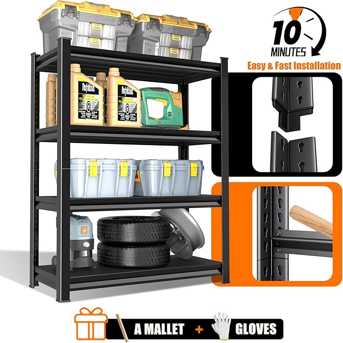 40in Wide Garage Shelving Heavy Duty，2000lbs Large Loads Adjustable Garage