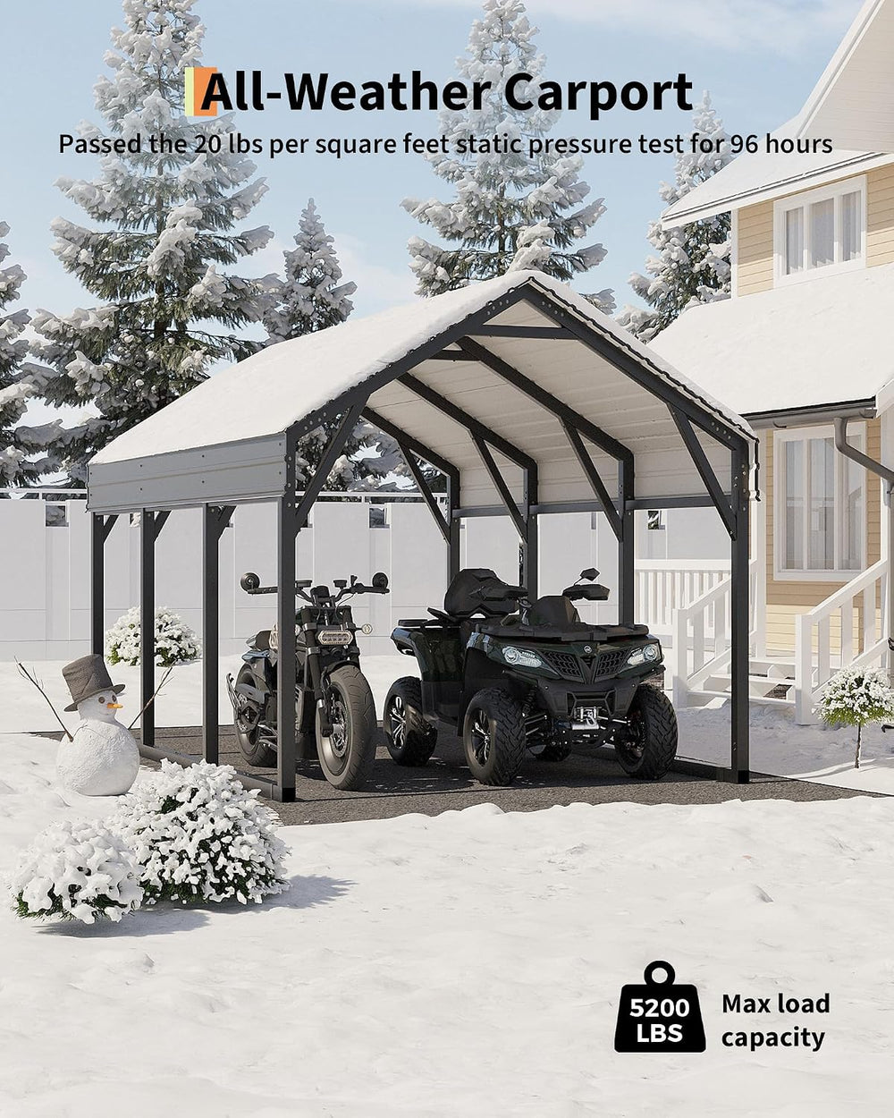 GarveeLife 12x13 ft Metal Carport Shed, Reinforced Frame and Steel Roof for A...