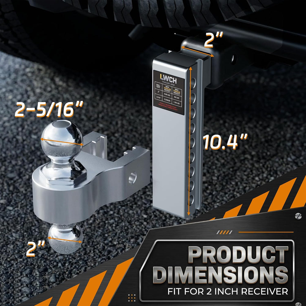 Adjustable Trailer Hitch for 2 Inch Receiver, 8 Inch Drop/Rise