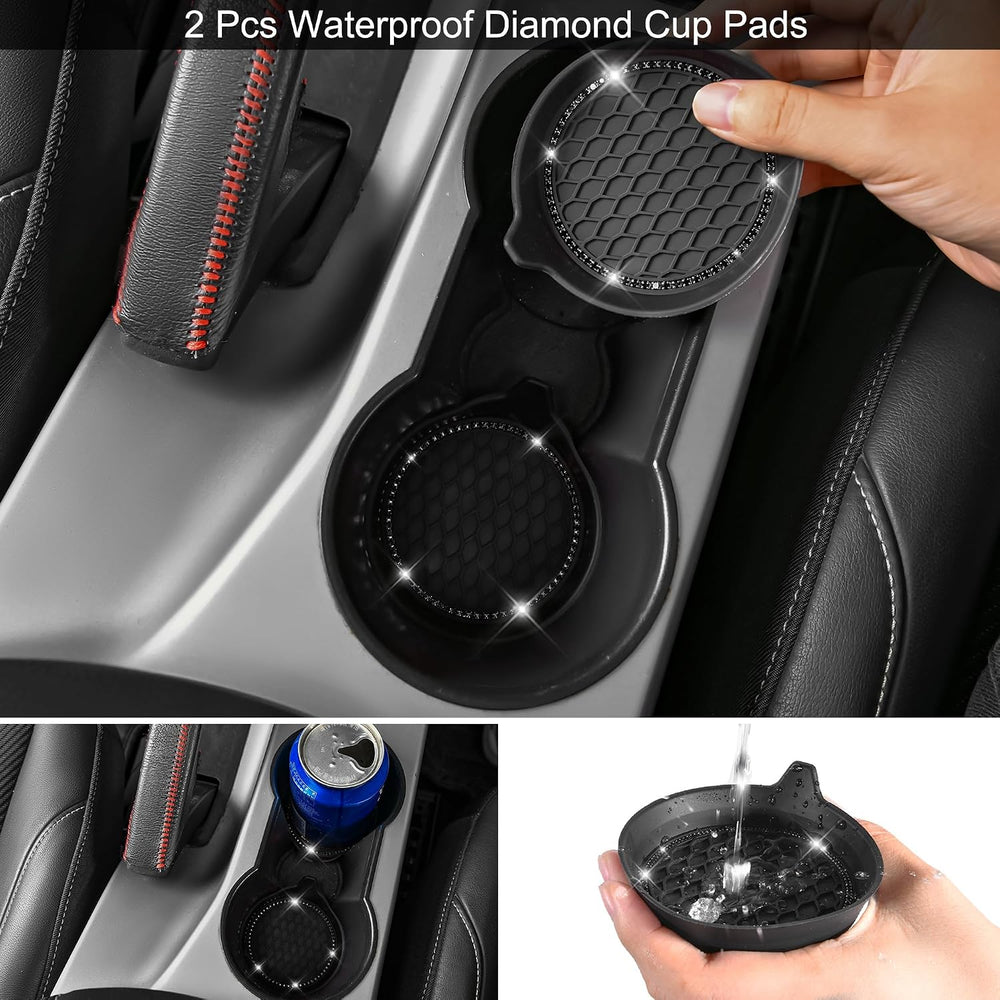 CAR PASS 30 PCS Bling Diamond Car Accessories Set for Women, Bling Steering W...