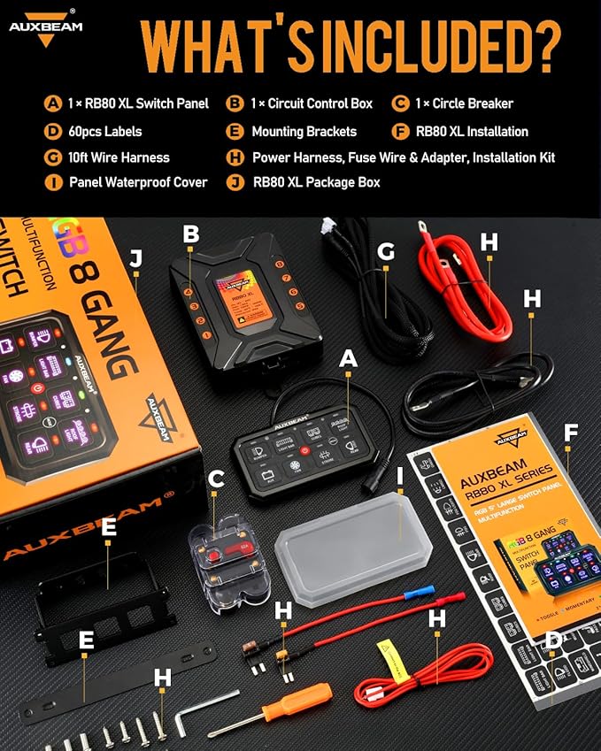 Auxbeam RGB 8 Gang Switch Panel 5.3 Inch RB80 XL