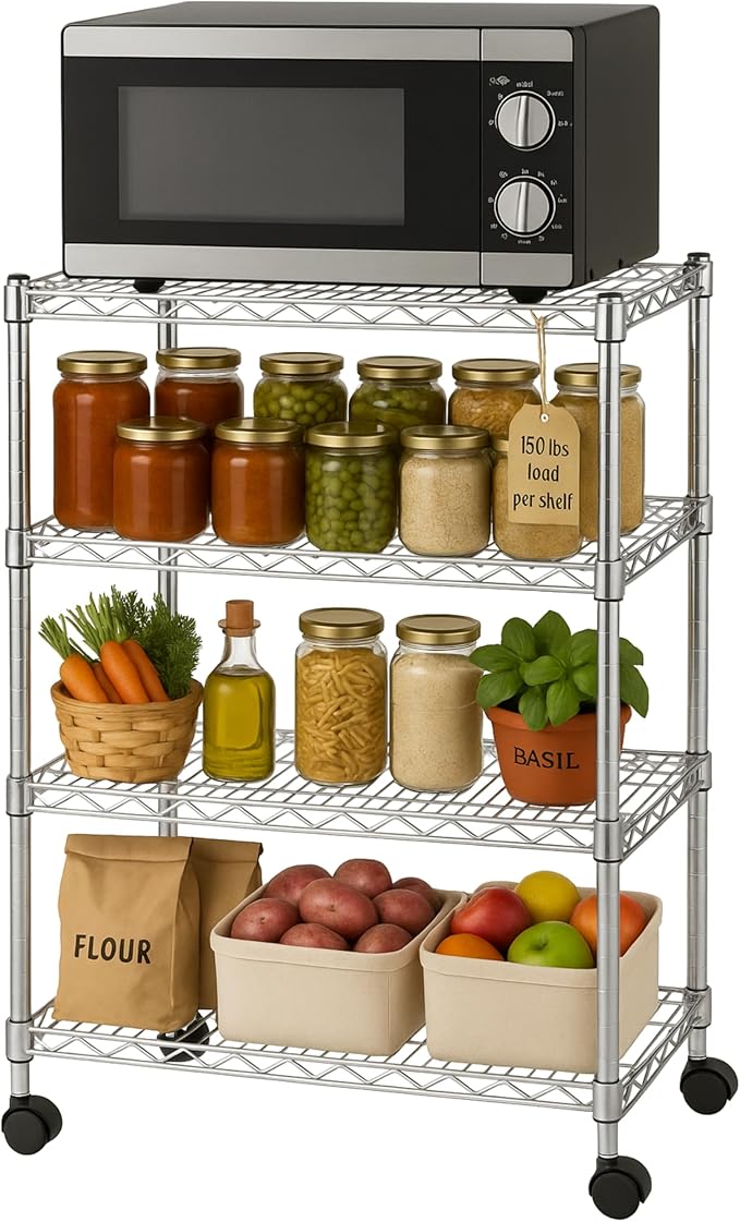 Heavy Duty 4 Tier Wire Shelving Unit Storage Rack, Metal Shelves Utility