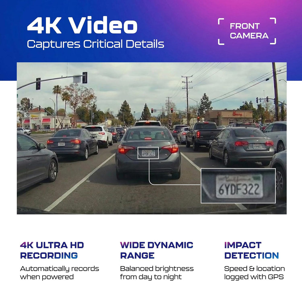 AZDOME M550 Pro 2CH Dash Cam 4K with 3.19'' Screen IR Night Vision 24...