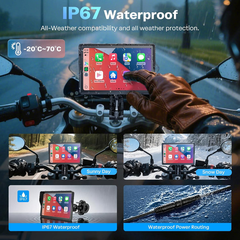 WonVon 5 Inch Motorcycle Carplay GPS Navigation System with Apple Carplay and...