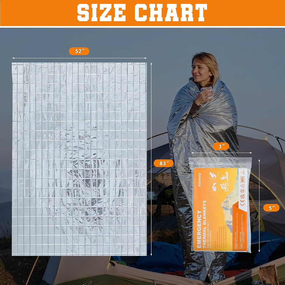 24 Pack Emergency Blankets - Mylar Thermal Space Blankets for Survival and Pr...