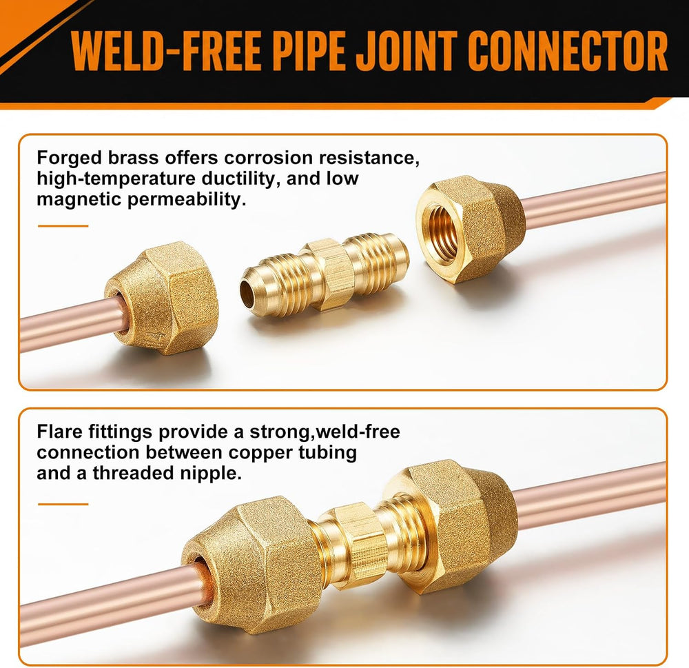 Relaxweex 6 Pcs 1/4" 3/8" Copper Flare Coupling Connectors with Nut...