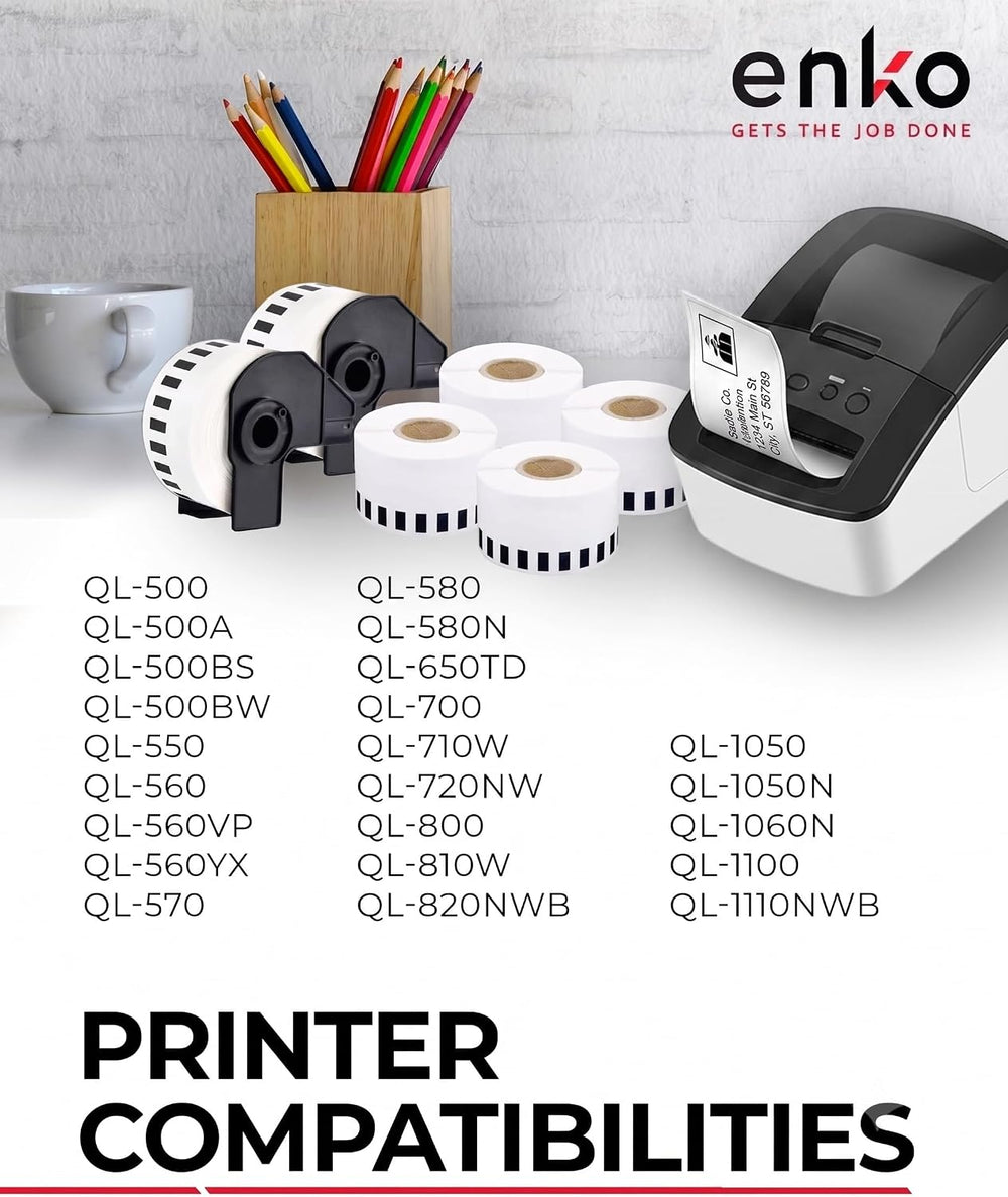 enKo DK-2205 12 Rolls Continuous Direct Thermal Labels | 2.4 in x 100 ft