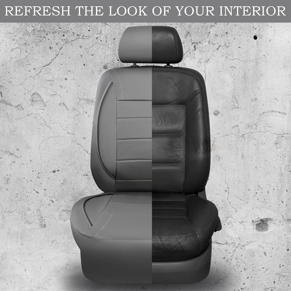 CAR PASS Piping Faux Leather Car Seat Cover Full Set,Grey Breathable Leather ...