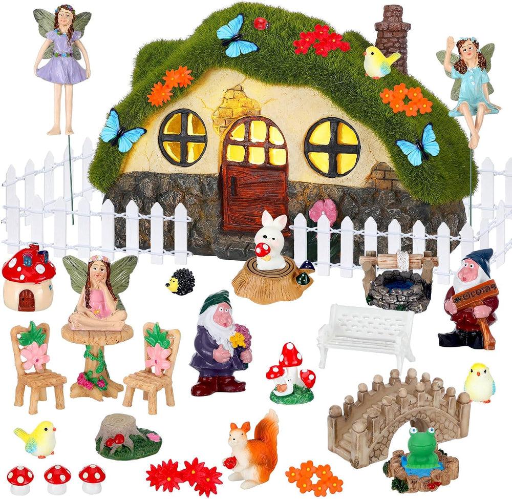 Suzile 50 Pcs Fairy Garden Accessories Kit with Miniature Figurines Outdoor