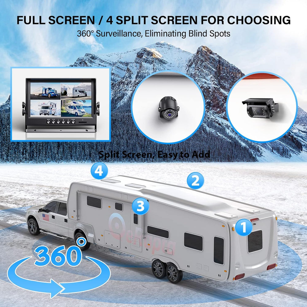 1080P Wired Backup Camera System Kit,9" HD DVR Monitor