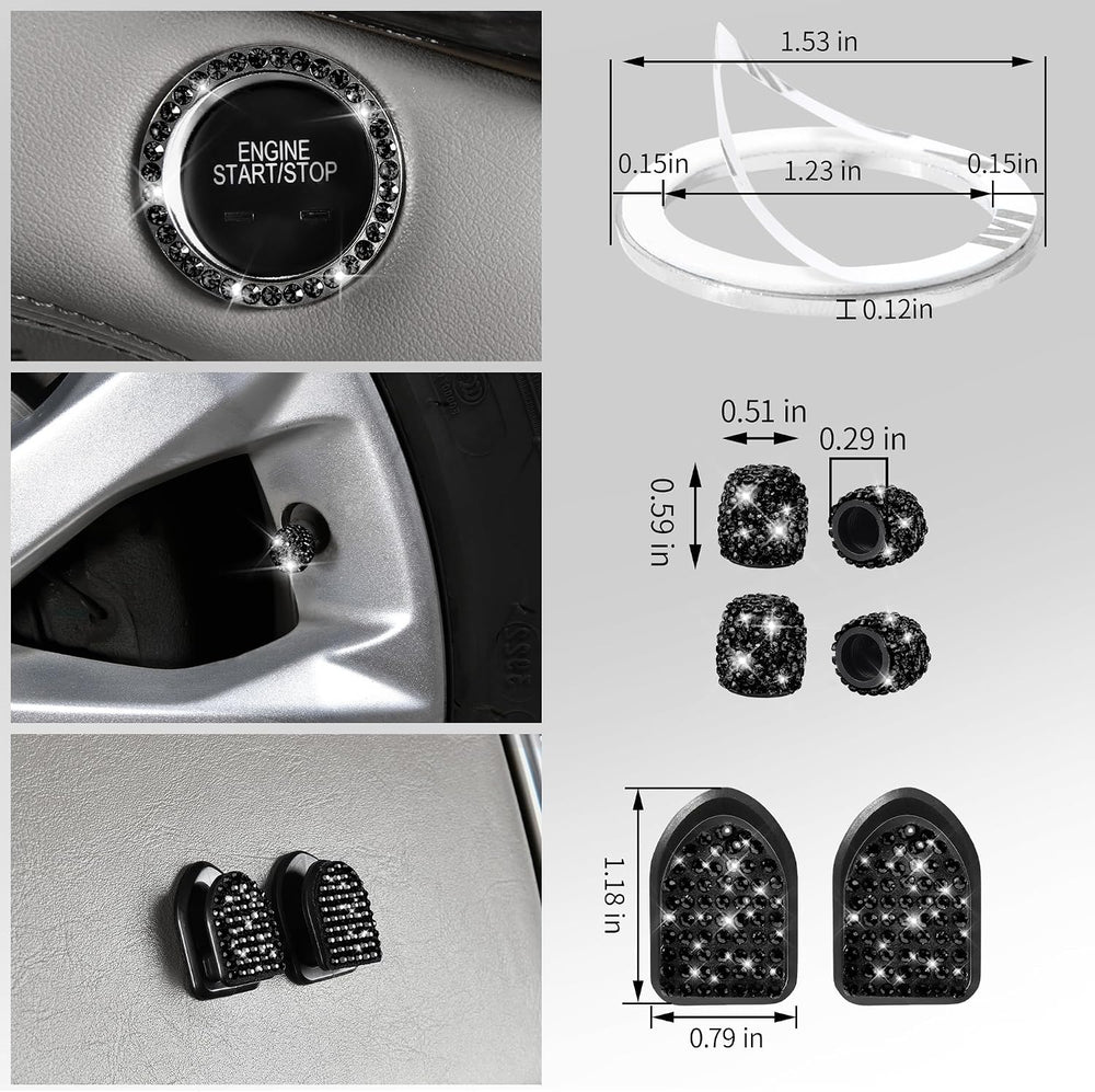 CAR PASS 30 PCS Bling Diamond Car Accessories Set for Women, Bling Steering W...